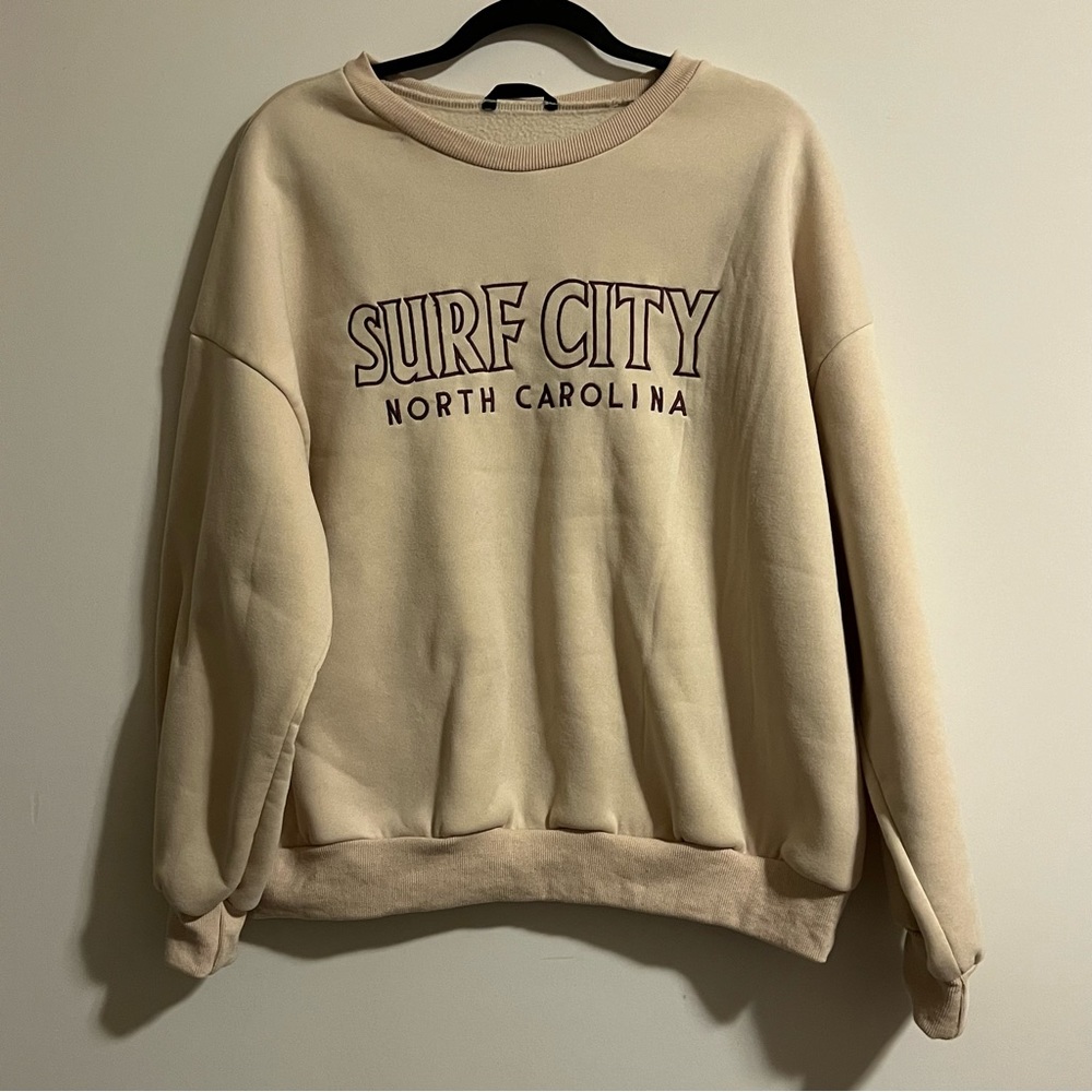 SHEIN Surf City North Carolina Thermal Fleece Crew Sweatshirt Size 2XL